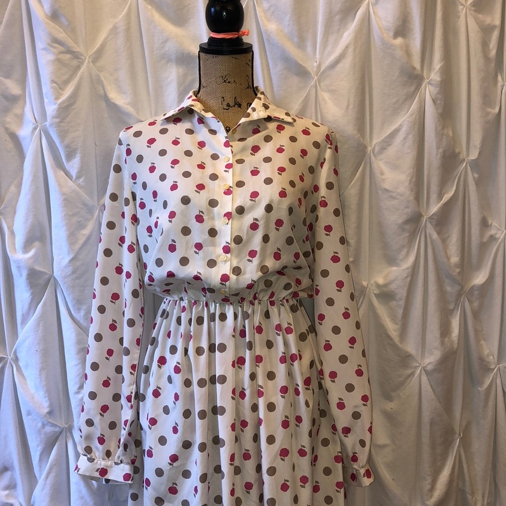 VINTAGE Apple print secretary dress